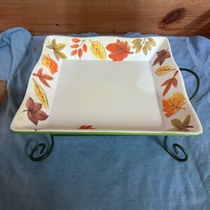 Autumn Leaf Square Plate on Stand